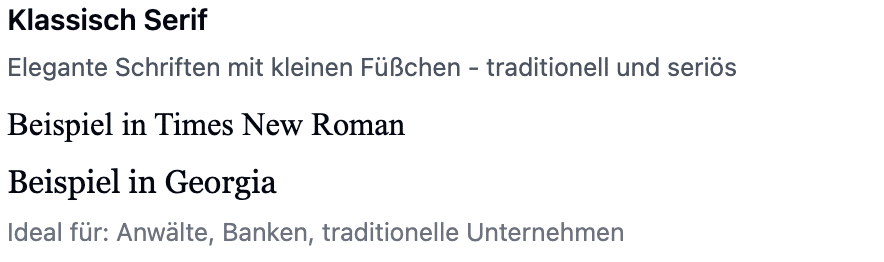 Klassisch Serif Elegante Schriften mit kleinen Füßchen - traditionell und seriös